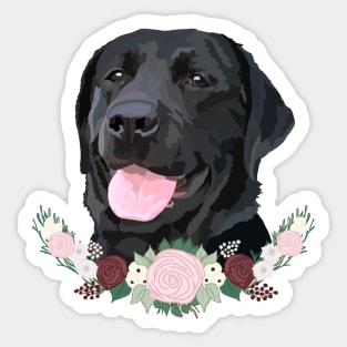 Black Lab with floral Sticker